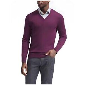 Banana Republic Luxury Silk Cashmere Blend V-Neck Sweater Purple Plum MENS Sz L